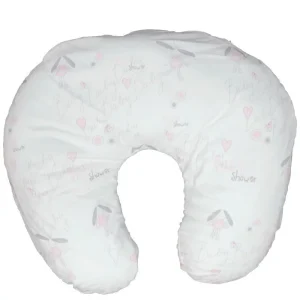 Almohada de lactancia estampada conejito rosa