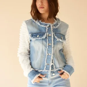 Cazadora denim flecos