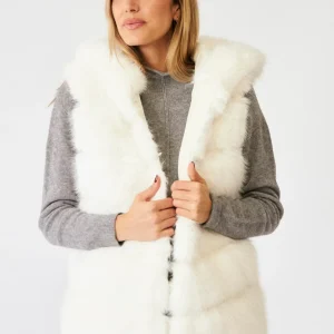 Chaleco capucha efecto pelo