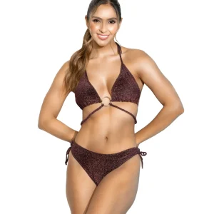 Vestido de baño con top aro central y panti en lurex