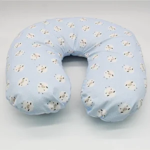 Almohada de lactancia azul celeste estampado ovejas