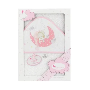 Capa de Baño Modelo Bear Sleeping Color Blanca-Rosa