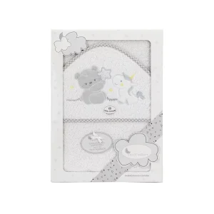 Capa de Baño Modelo Oso Unicornio Color Blanco-Gris