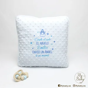 Cojín de topitos personalizado con frase