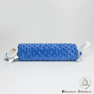 Cojín caramelo de topitos azul vaquero