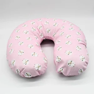 Almohada de lactancia rosa estampado ovejas