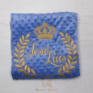 Manta para bebé azul añil / Nombre – COLECCIÓN DIAMOND