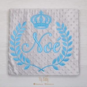 Manta para bebé gris / Nombre – COLECCIÓN DIAMOND