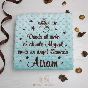 Manta para bebé verde | Desde el cielo el abuelo envío un ángel llamado